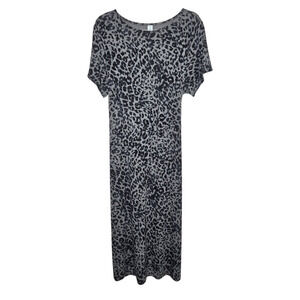 Old Navy Leopard Print Midi Dress Size XL Minimalist Casual Comfort Boho T Shirt